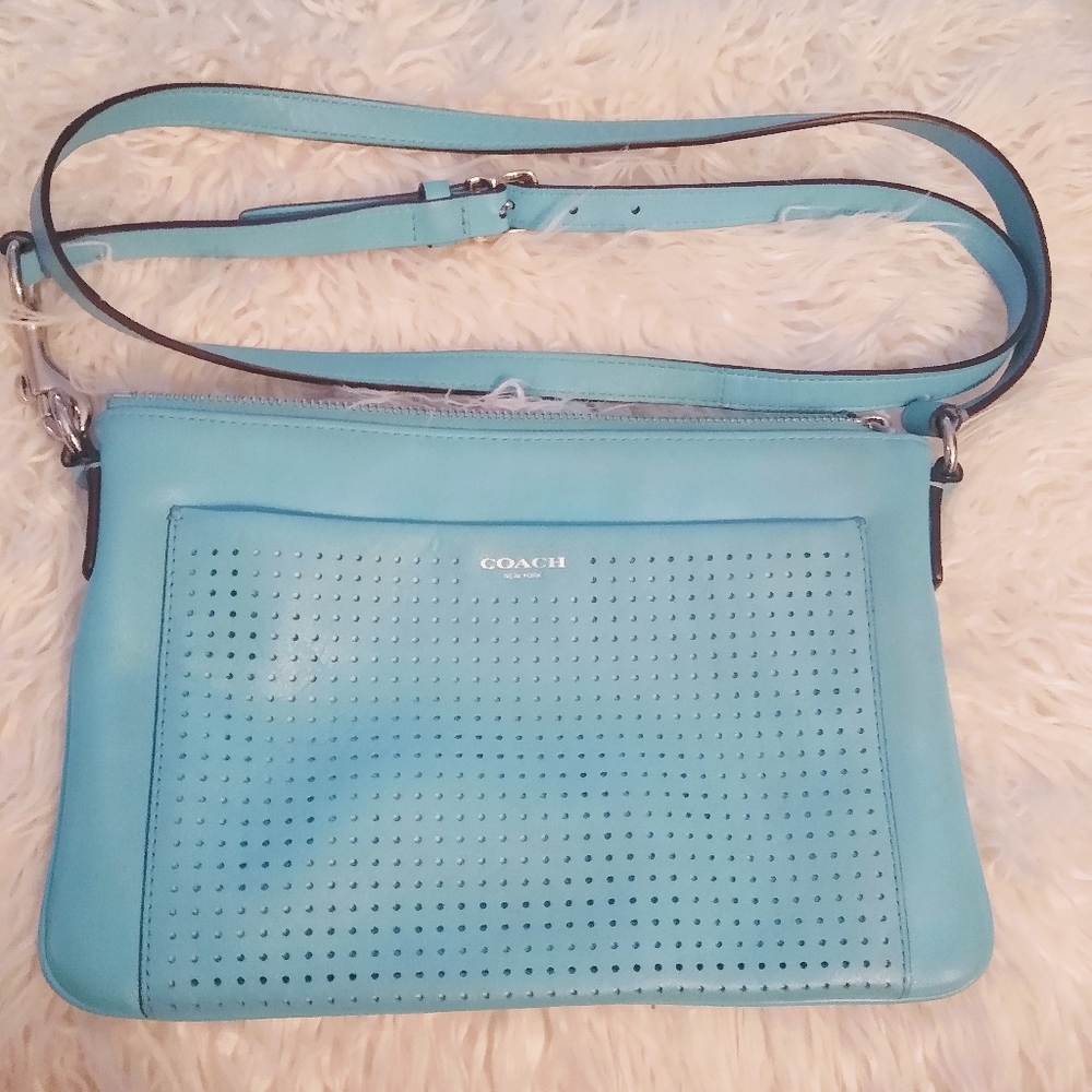 Tiffany blue Coach crossbody purse